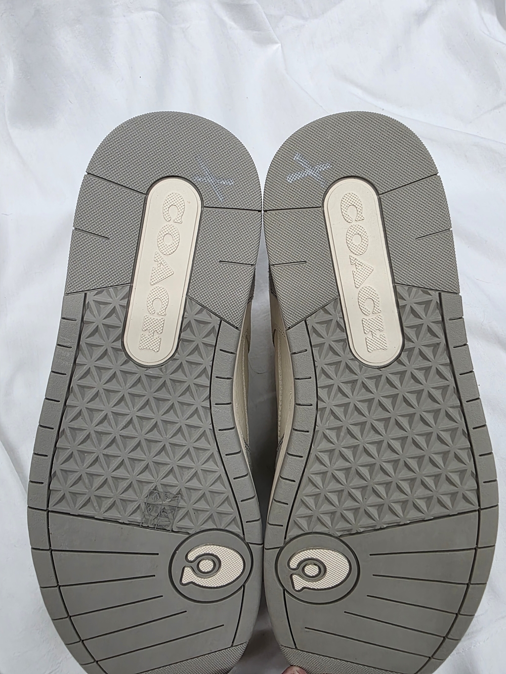 Coach Women’s Two-Tone Cream and Gray Leather Sneakers - Picture 8 of 10